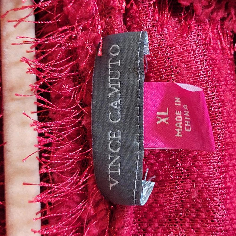 Vince Camuto Tulip Red Eyelash Tinsel Cowlneck Sweater Women Size XL NWT - Picture 3 of 9